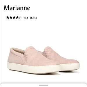 Blush colored perforated leather slip on